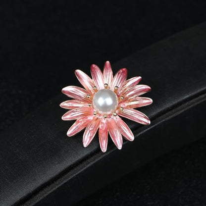 Rhinestone Flower Pin Camellia Drop Oil Brooch Big Large Rose Bouquet Brooch Pin Pearl Daisy Peony Brooch Lapel Pins Elegant Clothing Hat Bag Skirt Accessories for Women - color: Daisy