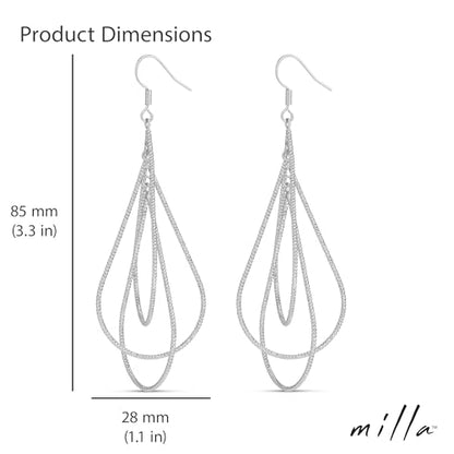 Milla Dainty Silver Drop Earrings for Women and Dangling Gold Earrings | Hypoallergenic, Easy to Wear, Available in 14K Gold, Rose Gold, or Silver Plated Finish, Different Designs - color: Triple Teardrop / Silver Plated