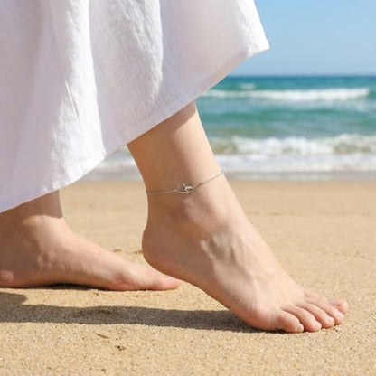 Dainty Gold Anklets for Women Stainless Steel Simple Ankle Bracelets Summer Beach Foot Chain Jewelry Gift - color: Cat Silver