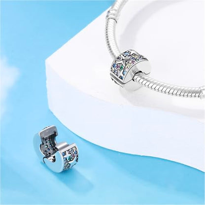 925 Sterling Silver Stopper Clip Charms for Bracelet Necklace Spacer Beads with 5A Cubic Zirconia Mother's Day Christmas DIY Gift for Women(2PCS) - style: Colorful stars