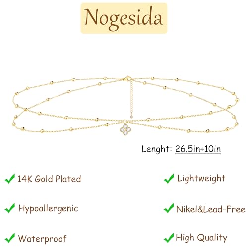 14K Gold Plated Waist Chain for Women, Layered Belly Belt Chains Beach Waist Beads Chain Waterproof Body Chain Summer Jewelry Accessories for Women - style: GD-3
