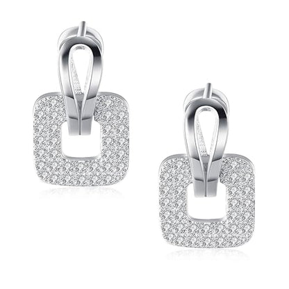 14K Rose Gold Plated Three Row Cubic Zirconia Small Huggie Hoop Earrings Fashion Jewelry for Men Women - color: white-1