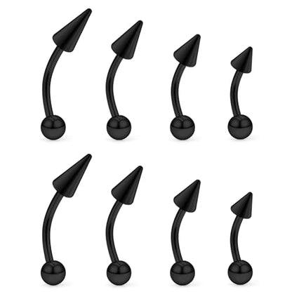 Angel Bites Piercing Jewelry Surgical Steel Vertical Labret Lip Jewelry 16G Snake Bites Piercing Jewelry Curved Barbell Long Spike Eyebrow Rings for Women Men Bar Length 6mm/8mm/10mm/12mm