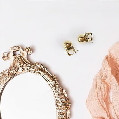 Glass Pearl Earrings Crystal Accent Crown Shape for Wedding, Bridal, Formal & Fashion - color: Gold/Gold