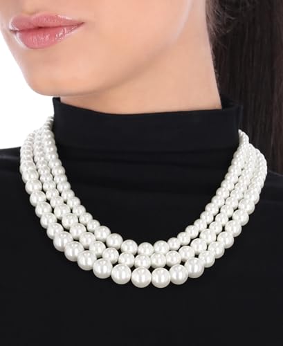 Anne Klein Women's Pearl Collar Necklace, Statement Fashion Jewelry with Pearl Accents and Adjustable Extender for Everyday and Dress Wear - color: Multirow Pearl
