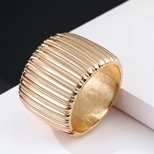 YMBYCM Gold Chunky Bangle Bracelets for Women | Trendy Wide Chunky Cuff Bracelets Wrap Bracelet Fashion Jewelry Accessories - color: F-G