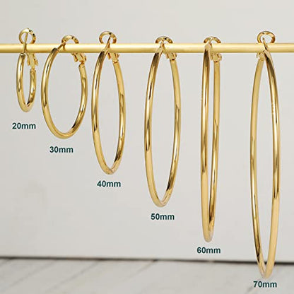 2mm Sterling Silver Big Hoop Earrings For Women - Large Hypoallergenic Circle Endless Thin Oversize Silver Hoops - color: Gold,40mm hoops