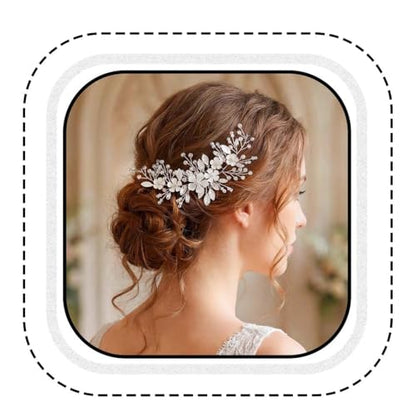Unicra Silver Bride Wedding Hair Vine Flower Bridal Hair Piece Rhinestone Hair Accessories Crystal Headpieces Jewelry for Women and Girls | Flower Girl Headpiece Rhinestone Headband for Hairstyles Prom Bridal Wedding Hair Accessories for Women and Bride
