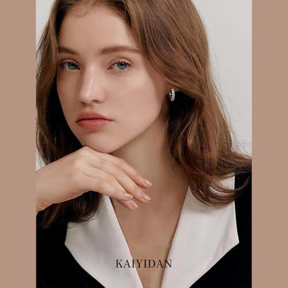 2 Pairs Gold/Silver Hoop Earrings For Women Set Trendy,14K Plated Gold Chunky Huggie Hoop Earings Pack,Oval Twisted Statement Silver Hoops,Fashion Jewelry Gift - color: B2 20mm big CZ hoops set