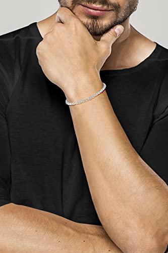 Miabella Italian 925 Sterling Silver 3mm Solid Square Byzantine Bracelet for Men Women, 925 Handmade in Italy - style: Length 8.5 Inch