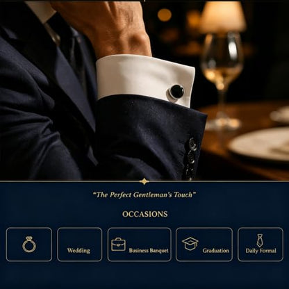 Meice 8 PCS Custom Men's Cufflinks and Tuxedo Studs Set,Formal Shirt Studs & Cuff Links for men,Wedding Groomsmen Best man Gift