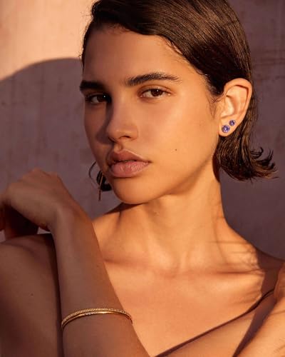 6 Pairs Surgical Steel Flat Back Earrings | CZ Stud Set | Hypoallergenic 316L Surgical Steel • Flat Back Threaded Studs for Cartilage, Helix & Lobe • 6 Mixed Sizes (3-8mm) - color: Flatback-Purple