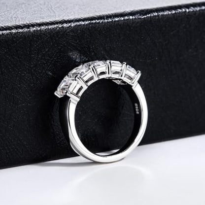 Moissanite Eternity Rings, S925 Sterling Silver Anniversary Band for Women - style: 3.0 CT Emerald-Cut