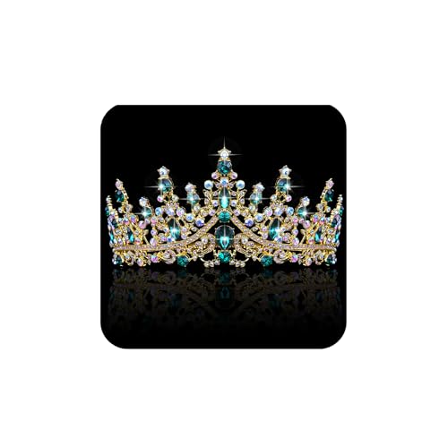 COCIDE Green Tiaras for Women Crowns for Women Emerald Quinceanera Dress Headbands for Queen Cosplay Birthday Pageant Bride Headpieces Hair Accessories Decorations Gold - color: V2,Green&Gold