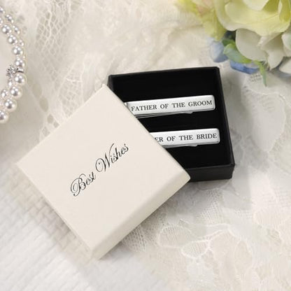 Father Of The Groom and Bride Groomsmen Gifts from Bride Wedding Tie Clip | White Gold Plated Tie Clips Stainless Steel Tie Bars