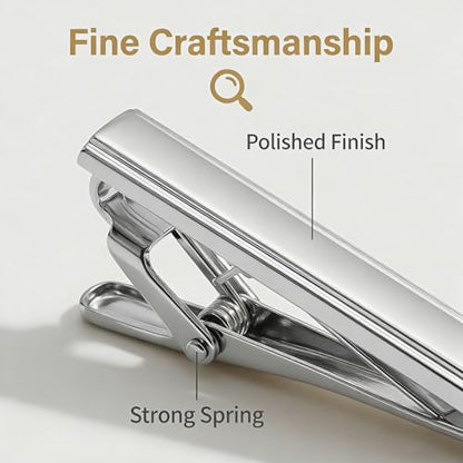 Men's Tie Clip Stainless Steel Metal Simple Necktie Tie Bar Clasp Clip Clamp Pins Sliver Color For Men Business&Party Wedding Best Gift
