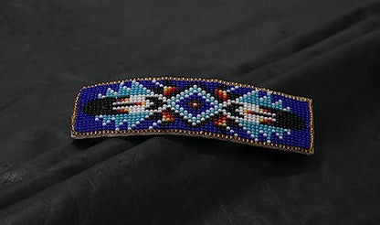 Beaded Hair Clips Native American Style Handmade Collection (Blue) - color: Blue