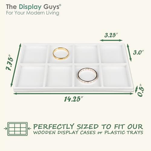 2-Pack 8-Compartments Flocked Velvet Jewelry Display Inserts - Tray/Case Liners - Ring Earrings Storage, (White) by The Display Guys - color: White, size: Compartments - 8