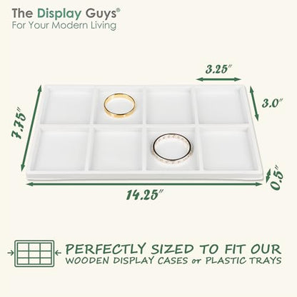 2-Pack 8-Compartments Flocked Velvet Jewelry Display Inserts - Tray/Case Liners - Ring Earrings Storage, (White) by The Display Guys - color: White, size: Compartments - 8
