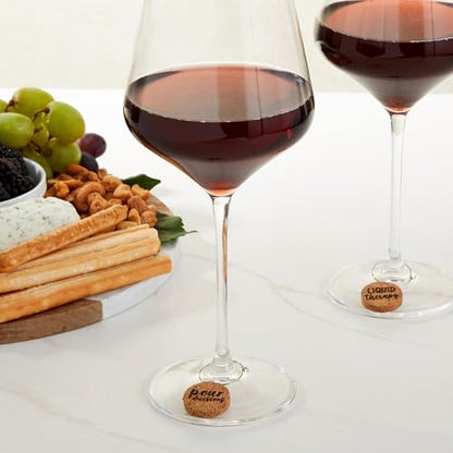 Juvale Wine Glass Charms - 1-Inch Circle Cork, 12-Pack - Wine Charms for Stem Glasses & Funny Party Decor - Birthday Party Favors