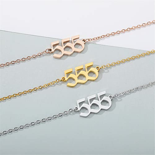 PAMTIER Angel Number Ankle Bracelet for Women Adjustable Chain | Stainless Steel, Dainty Simple Numerology Jewelry Gift - color: 5.5+2.8inch, Silver 333