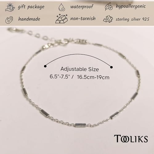 Sterling Silver Chain Bracelets for Women - Dainty 925 Silver Adjustable Bracelets, Minimalist Layering Jewelry, Stackable Chain Styles - style: E