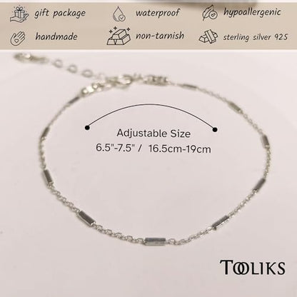 Sterling Silver Chain Bracelets for Women - Dainty 925 Silver Adjustable Bracelets, Minimalist Layering Jewelry, Stackable Chain Styles - style: E