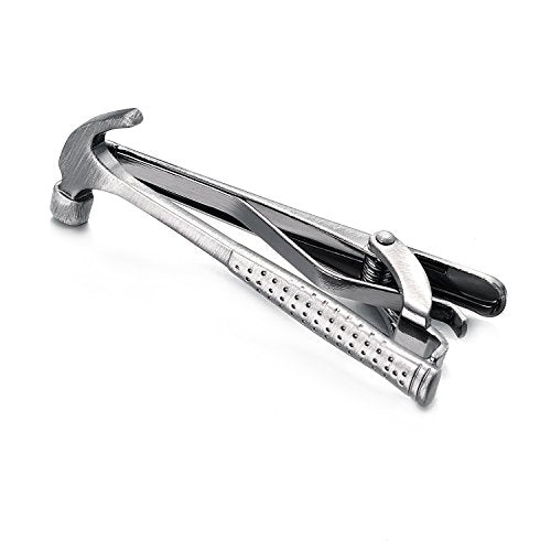 Yoursfs Electrician Tie Bar For Men Cool Tool Tie Clip 316L Stainless Steel Silver Nail Novelty Construction Tie Clips Jewelry - style: Hammer Tie Clips