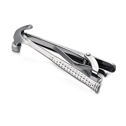 Yoursfs Electrician Tie Bar For Men Cool Tool Tie Clip 316L Stainless Steel Silver Nail Novelty Construction Tie Clips Jewelry - style: Hammer Tie Clips