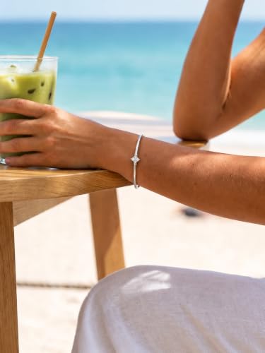 Gold Cuff Bracelets for Women, 14K Gold Plated Dainty Open CZ Cuff Bracelet Adjustable Stackable Open Bangle Bracelet Birthday Jewelry Gift for Her - color: Four Clover CZ-Silver