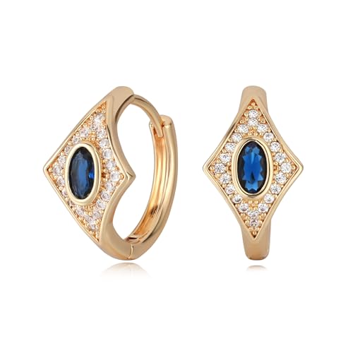 Gold Hoop Earrings for Women, 14K Gold Plated Cubic Zirconia Chunky Huggie Earrings, Vintage Jewelry for Gifts - color: Retro Earrings B-Gold