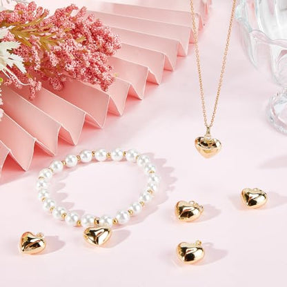 Beebeecraft 1 Box 10Pcs Puffed Heart Charm 18K Gold Plated Smooth Small Love Drops Charms for Jewelry Making Necklace Bracelet DIY Crafts - color: Gold, size: 15x18x7mm