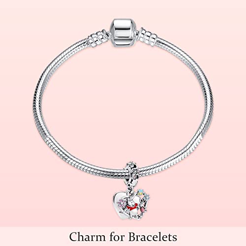MITSOKU 925 Sterling Silver Charms for Bracelets Necklaces Animal prototype Pendant Safety Chain Dangle Pendants Beads Christmas Day Charms Jewelry Gift for Women - style: Bear and Little Pig Pendant