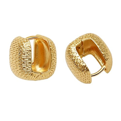 Small Chunky Gold Hoop Earrings For Women, 14k Gold Thick statement huggie hoop earrings Trendy Hoop Earrings Set Hypoallergenic Fashion Earrings - color: Square-Gold 3