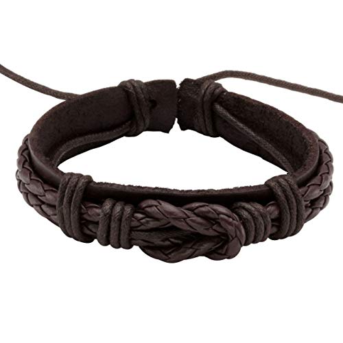 Leather Braided Bracelet Cuff Wrap Wristband for Men Women Adjustable - color: E:6pcs