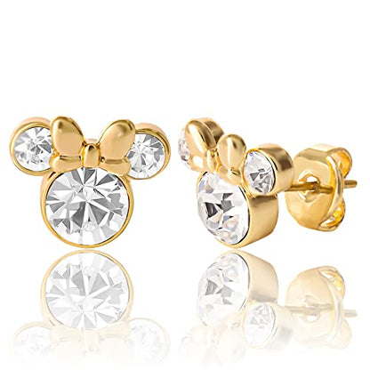 Minnie Mouse Birthstone Stud Earrings Women | Birthstone Earrings for Women - color: April-Yellow