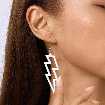 ONLYJUMP Acrylic Exaggerated Lightning Earrings Statement Punk Retro Geometric Delicate Neon Personalized Earrings Accessory Jewelry for Women - color: 4 Pair lightning
