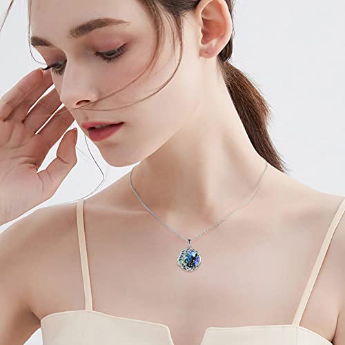 925 Sterling Silver Moon Black Cat Necklace for Women Cat Jewelry - style: G-Black Cat Abalone Locket Necklace