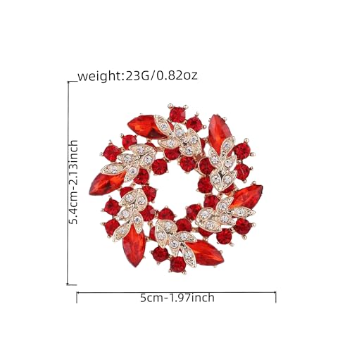 Sparkling Rhinestone Crystal Flower Brooch Pin for Women Large Floral Lapel Pin Wedding Bridal Brooch Bouquet Jewelry - color: Red