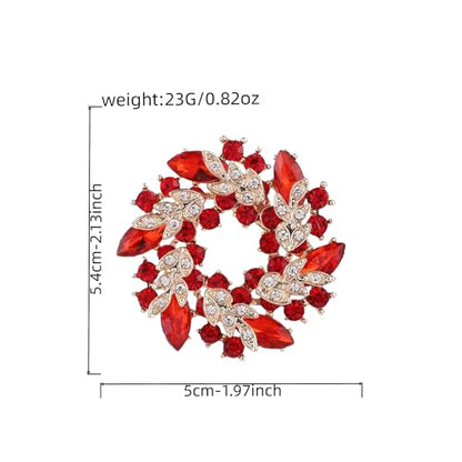 Sparkling Rhinestone Crystal Flower Brooch Pin for Women Large Floral Lapel Pin Wedding Bridal Brooch Bouquet Jewelry - color: Red
