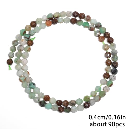 90pcs 4mm Natural Australian Jade Gemstone Beads Faceted Round Loose Stone Beads for Jewelry Making - color: Australian Jade, size: 3.7-4.2mm