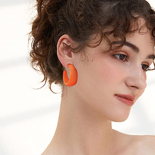 Acrylic Resin Earrings 70s 80s Colorful Hoop Earrings C Shape Trendy Chunky Cute Candy Earrings Jewelry for Women - color: Orange
