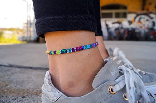 Made by Nami Surfer Anklet for Men and Women Waterproof and Adjustable Surfer Ankle Bracelet String Ankle Bracelet Beach Accessory for Ethnic Hippie Style - color: Turquoise