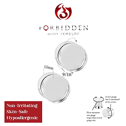 Forbidden Body Jewelry 8mm - 14mm Acrylic Ear Gauges, Solid Double Flared Saddle Plug Earrings Sold in Pairs - style: 14mm (9/16 Inch) Clear