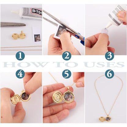 Craftdady 18K Gold Plated Brass Photo Locket Frame Pendants Charms for Necklaces Personalized Jewelry Crafts Making - size: 22.5x20mm Round