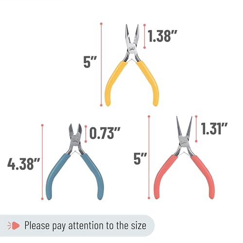 Mr. Pen- Pliers for Jewelry Making, 3 Pack, Chain Nose | Round Nose Pliers Set and Wire Cutter for Beading, Wire Wrapping, Jump Rings, Jewelry Repair, Crafting, DIY - color: Multicolor 2