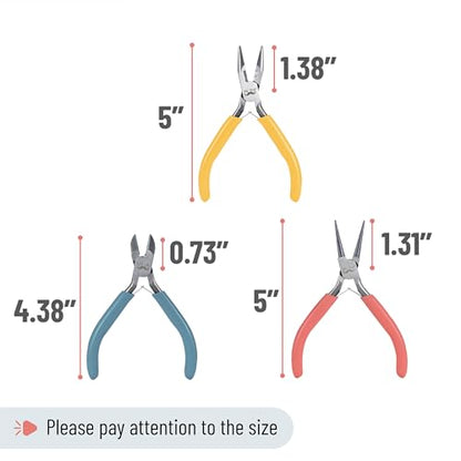 Mr. Pen- Pliers for Jewelry Making, 3 Pack, Chain Nose | Round Nose Pliers Set and Wire Cutter for Beading, Wire Wrapping, Jump Rings, Jewelry Repair, Crafting, DIY - color: Multicolor 2