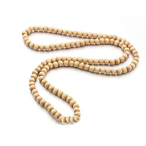 COLORFUL BLING 8MM Natural Wood Bead Necklace Africa Wooden Chain Statement Unisex Chunky Strand Necklaces Hip Hop Jewelry - color: light