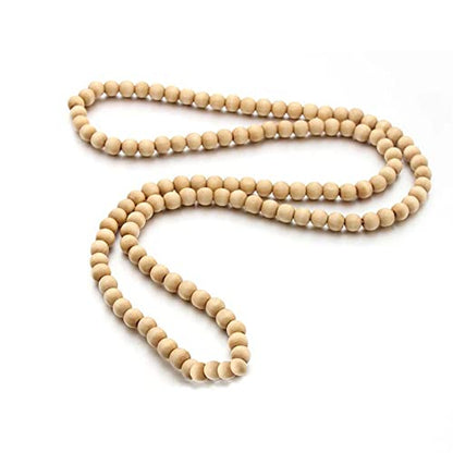 COLORFUL BLING 8MM Natural Wood Bead Necklace Africa Wooden Chain Statement Unisex Chunky Strand Necklaces Hip Hop Jewelry - color: light