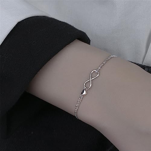 kelistom 925 Sterling Silver Bracelets for Women Teens, Love Heart Charm Chain Bracelet Bangle Fashion Jewelry Gifts - color: infinity+heart